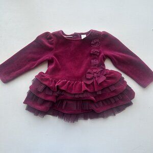 First Impressions Purple Velvet Ruffled Long Sleeve Shirt